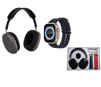 P9 ULTRA SMARTWATCH NEGRO + 2 CORREAS + AUDÍFONOS 🎧
